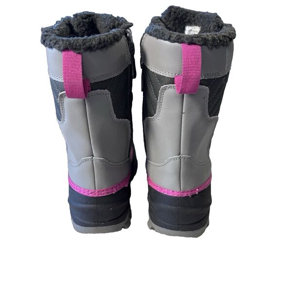 All in Motion Girl’s Shay Zip Lace-Up Winter Boots Gray/Pink - Size 1 - Picture 6 of 15